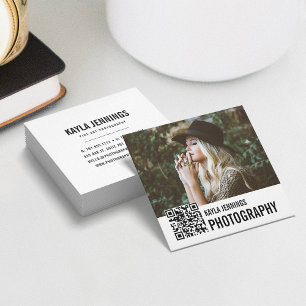 Tarjeta De Visita Cuadrada Impresión moderna   Fotógrafo de código QR