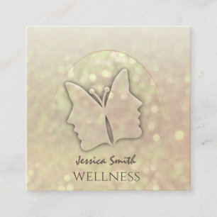 Tarjeta De Visita Cuadrada Impresionante bokeh elegante cara chica mariposa