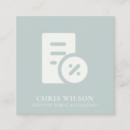 TARJETA DE VISITA CUADRADA IMPUESTO CONTABLE DE ICONO DE CÁLCULO AZUL GRIS MO