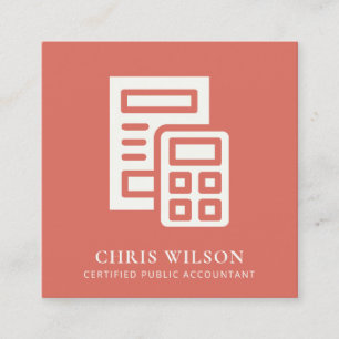 TARJETA DE VISITA CUADRADA IMPUESTO CONTABLE DE ICONO DE CÁLCULO MODERNO TOM