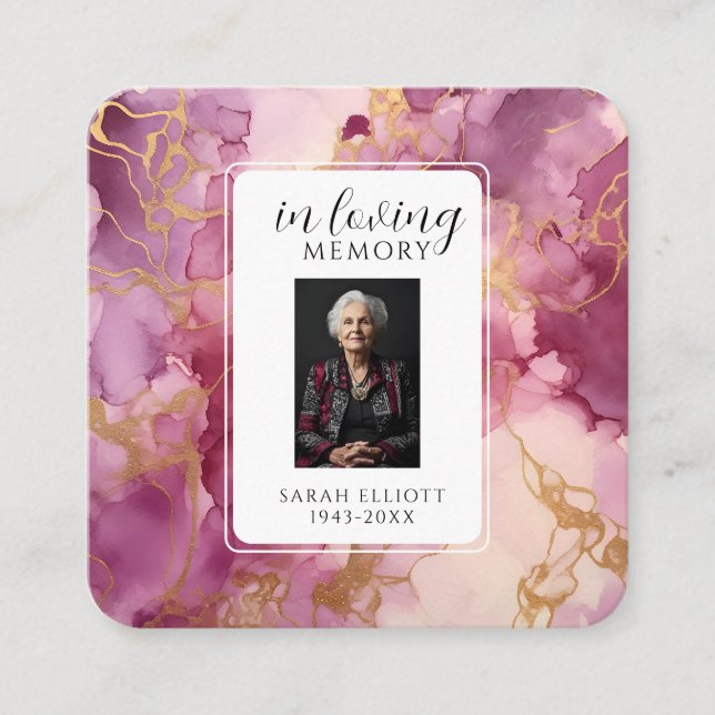 Tarjeta De Visita Cuadrada In Loving Memory with Photo | Personal (Anverso)