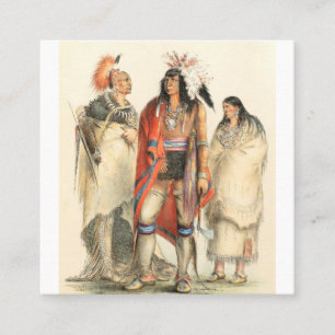 Tarjeta De Visita Cuadrada Indio Norteamericano 1832 George Catlin