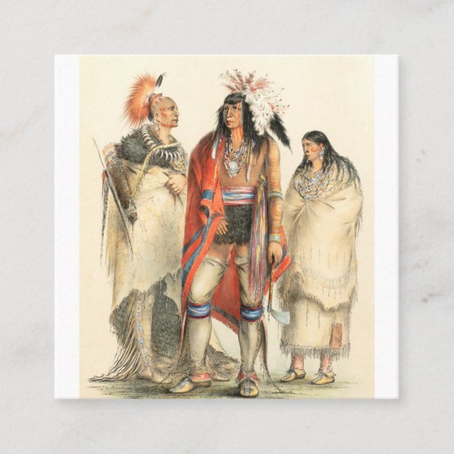 Tarjeta De Visita Cuadrada Indio Norteamericano 1832 George Catlin (Anverso)