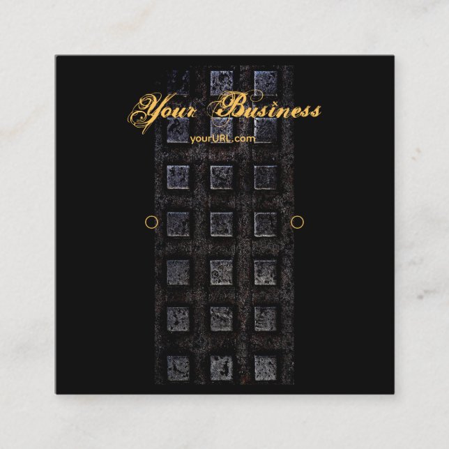 Tarjeta De Visita Cuadrada Industrial Black Earring Holder Display Cards (Anverso)