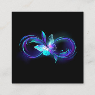 Tarjeta De Visita Cuadrada Infinito brillante con mariposa mágica