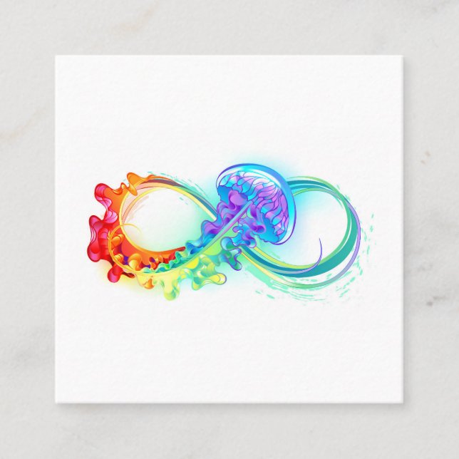 Tarjeta De Visita Cuadrada Infinity with Rainbow Jellyfish (Anverso)