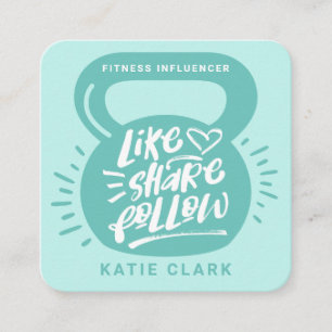 Tarjeta De Visita Cuadrada Influencia de fitness en medios sociales Kettlebel