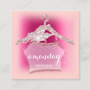 Tarjeta De Visita Cuadrada Influenciador bloguero de tienda de moda Pink Glam