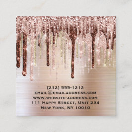 Tarjeta De Visita Cuadrada Influencier BloggerMakeup Artist Drips Límites Ros