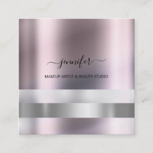 Tarjeta De Visita Cuadrada Influyente artista gris Rosa de maquillaje Obmbré