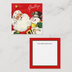 Tarjeta De Visita Cuadrada información adicional de retro vintage Santa snow