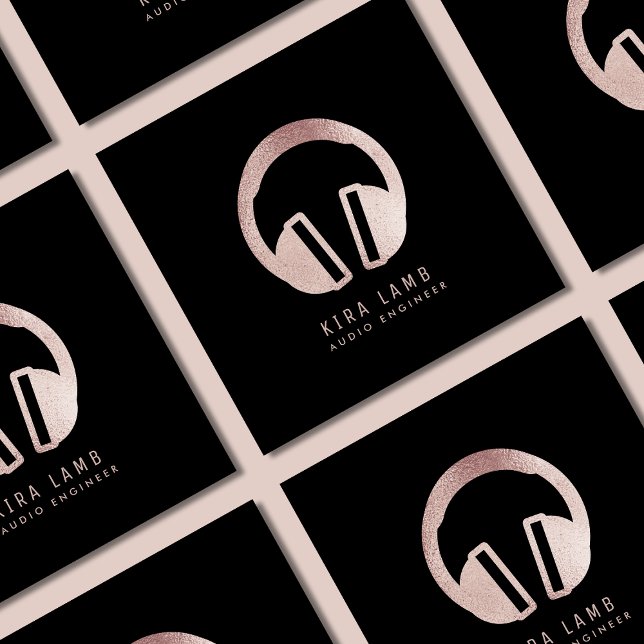 Tarjeta De Visita Cuadrada Ingeniero De Audio Dj Rosa De Auriculares Purpurin (Subido por el creador)