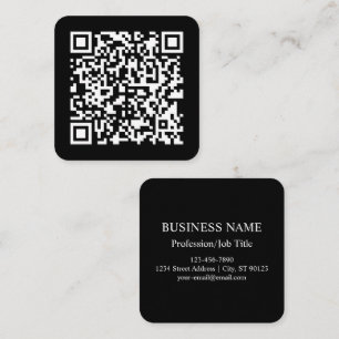 Tarjeta De Visita Cuadrada Ingrese URL y cree un código QR escaneable Blanc
