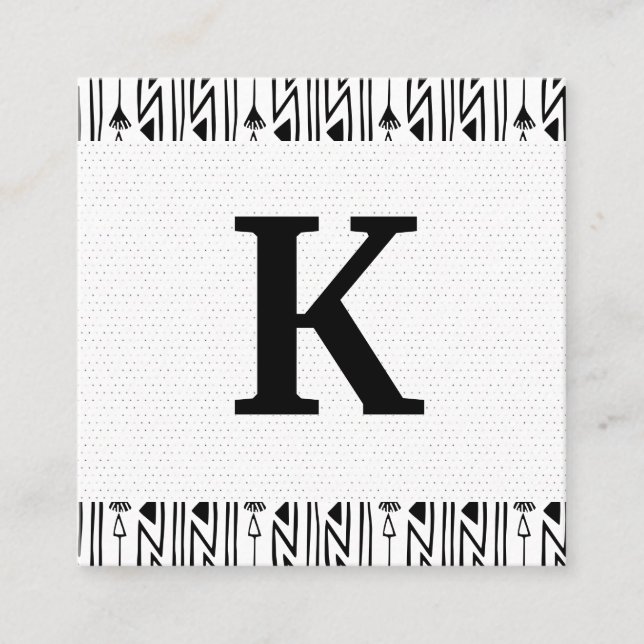 Tarjeta De Visita Cuadrada Inicial | Patrón Boho (Anverso)