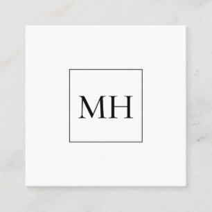 Tarjeta De Visita Cuadrada Iniciales minimalistas modernas Monograma Monocrom