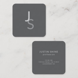 Tarjeta De Visita Cuadrada Iniciales monogramadas modernas superpuestas | Gri