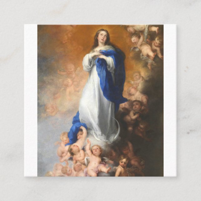Tarjeta De Visita Cuadrada Inmaculada Concepción De La Virgen María Murillo (Anverso)
