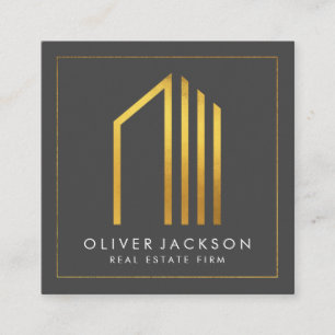 Tarjeta De Visita Cuadrada Inmobiliaria   Gold Lux Executive