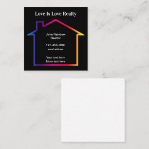 Tarjeta De Visita Cuadrada Inmobiliaria Love Is Love Casa Arcoíris