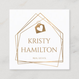 Tarjeta De Visita Cuadrada inmueble de oro