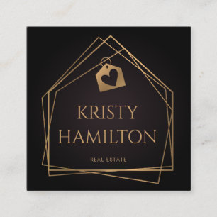 Tarjeta De Visita Cuadrada inmueble de oro