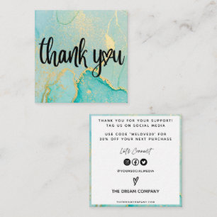 Tarjeta De Visita Cuadrada Inserción de medios de color azul abstracto de oro