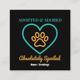 Tarjeta De Visita Cuadrada Insígnia Oficial de Mascota Rescatada Adoptada Ama