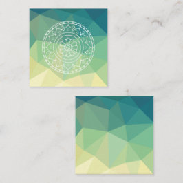 Tarjeta De Visita Cuadrada Inspiración de Mandala Amarillo Verde Armonía Flor