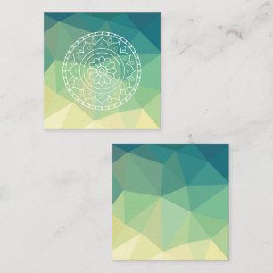 Tarjeta De Visita Cuadrada Inspiración de Mandala Amarillo Verde Armonía Flor