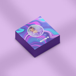 Tarjeta De Visita Cuadrada Instagram Sígueme Foto Watercolor Holograma