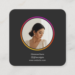 Tarjeta De Visita Cuadrada Instagram Tema oscuro QR Código QR 1 Foto Medios s