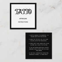 Instrucción de cuidado posterior para tatuajes con