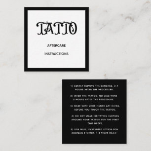 Tarjeta De Visita Cuadrada Instrucción de cuidado posterior para tatuajes con