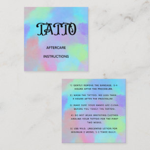 Tarjeta De Visita Cuadrada Instrucción de cuidados posteriores para tatuajes 