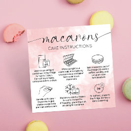Tarjeta De Visita Cuadrada Instrucciones de atención de Macarons color de agu