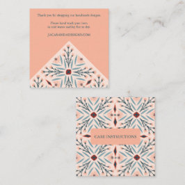 Tarjeta De Visita Cuadrada INSTRUCCIONES DE CUIDADO Elegantes Baldosas Floral