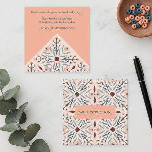 Tarjeta De Visita Cuadrada INSTRUCCIONES DE CUIDADO Elegantes Baldosas Floral