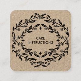 Tarjeta De Visita Cuadrada INSTRUCCIONES DE CUIDADO Moda Kraft de marco Rosa 