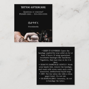 Tarjeta De Visita Cuadrada Instrucciones de cuidado posterior a tatuaje Tarje