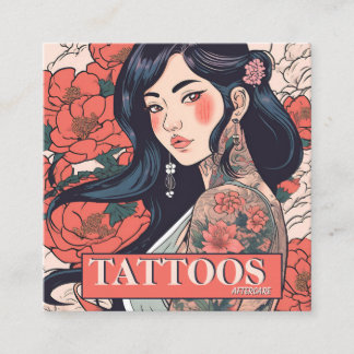 Tarjeta De Visita Cuadrada Instrucciones de cuidado posterior a tatuajes
