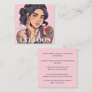 Tarjeta De Visita Cuadrada Instrucciones de cuidado posterior a tatuajes