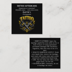 Tarjeta De Visita Cuadrada Instrucciones de cuidado posterior al tatuaje Tarj