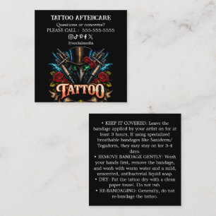 Tarjeta De Visita Cuadrada Instrucciones de cuidado posterior al tatuaje Tarj
