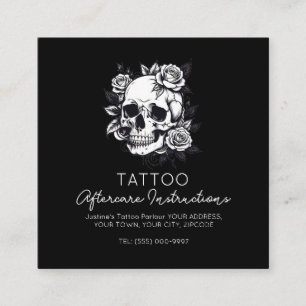 Tarjeta De Visita Cuadrada Instrucciones de cuidado posterior para tatuajes d