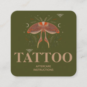 Tarjeta De Visita Cuadrada Instrucciones de cuidado posterior para tatuajes d