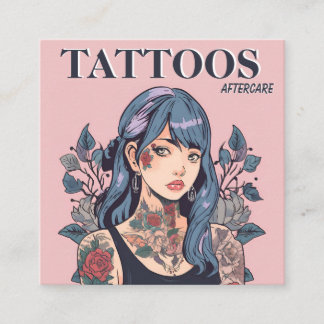 Tarjeta De Visita Cuadrada Instrucciones de cuidados posteriores a tatuajes