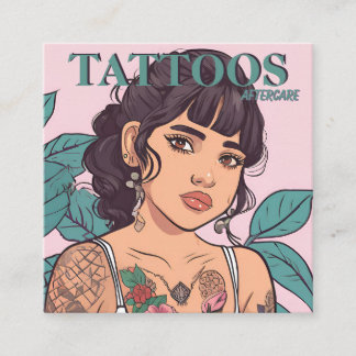 Tarjeta De Visita Cuadrada Instrucciones de cuidados posteriores para tatuaje