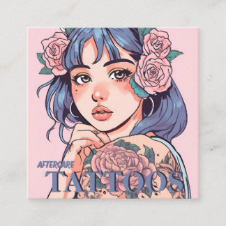 Tarjeta De Visita Cuadrada Instrucciones de cuidados posteriores para tatuaje