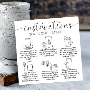 Tarjeta De Visita Cuadrada Instrucciones de inicio de Sourdough Pan de logoti
