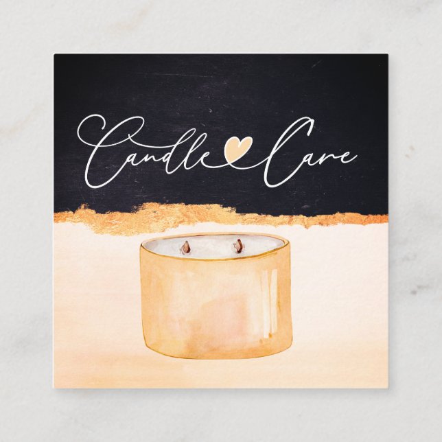 Tarjeta De Visita Cuadrada Instrucciones para el cuidado de las velas / Cuida (Reverso)